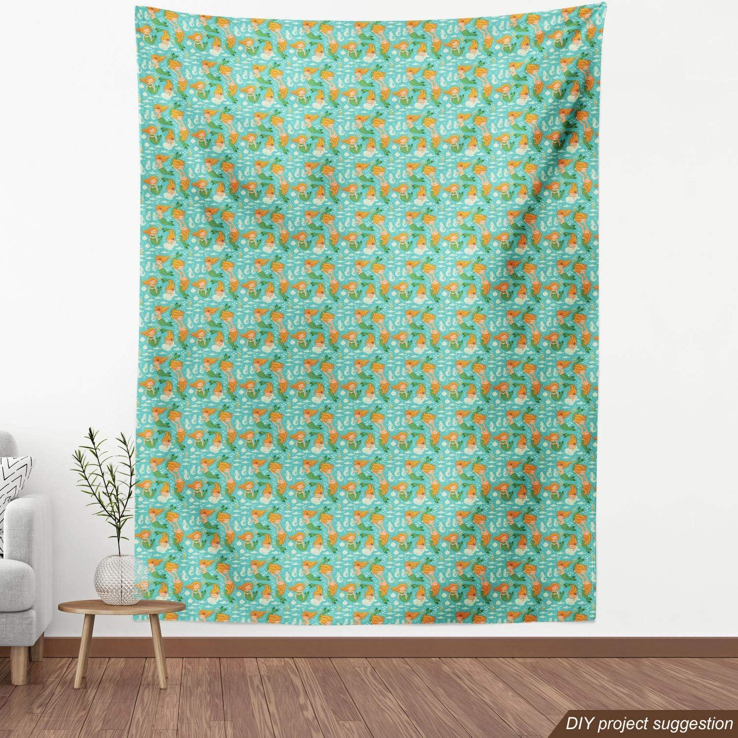 imageAmbesonne Dog Lover Fabric by The Yard Little Corgi Jumping Running and Standing Cartoon Hearts Background Microfiber Fabric for Arts and Crafts Textiles amp Decor 1 Yard White OrangeOrange Teal
