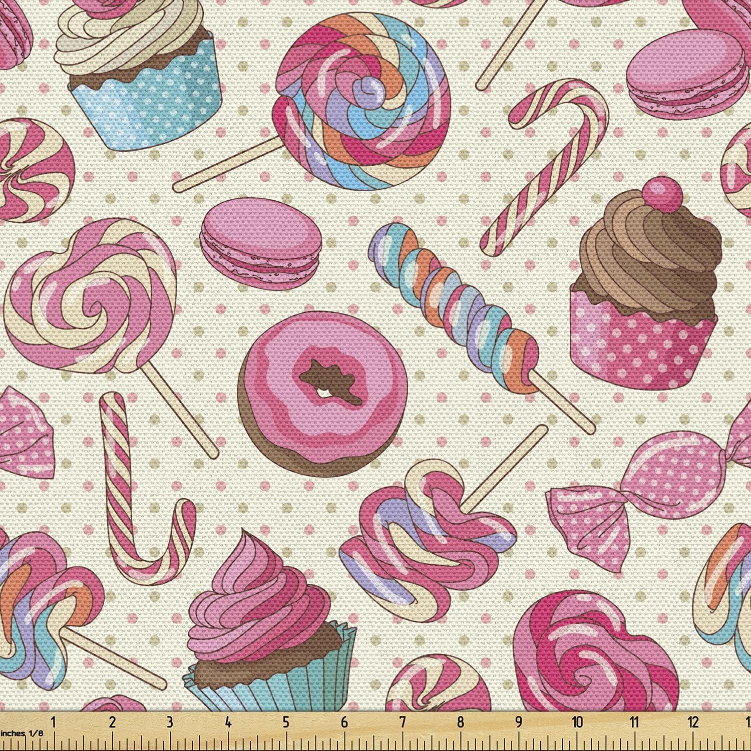 imageAmbesonne Dog Lover Fabric by The Yard Little Corgi Jumping Running and Standing Cartoon Hearts Background Microfiber Fabric for Arts and Crafts Textiles amp Decor 1 Yard White OrangePink Cream
