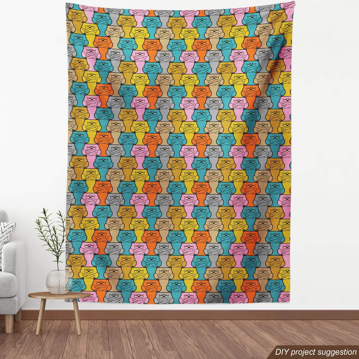 imageAmbesonne Dog Lover Fabric by The Yard Little Corgi Jumping Running and Standing Cartoon Hearts Background Microfiber Fabric for Arts and Crafts Textiles amp Decor 1 Yard White OrangeBlue Mustard