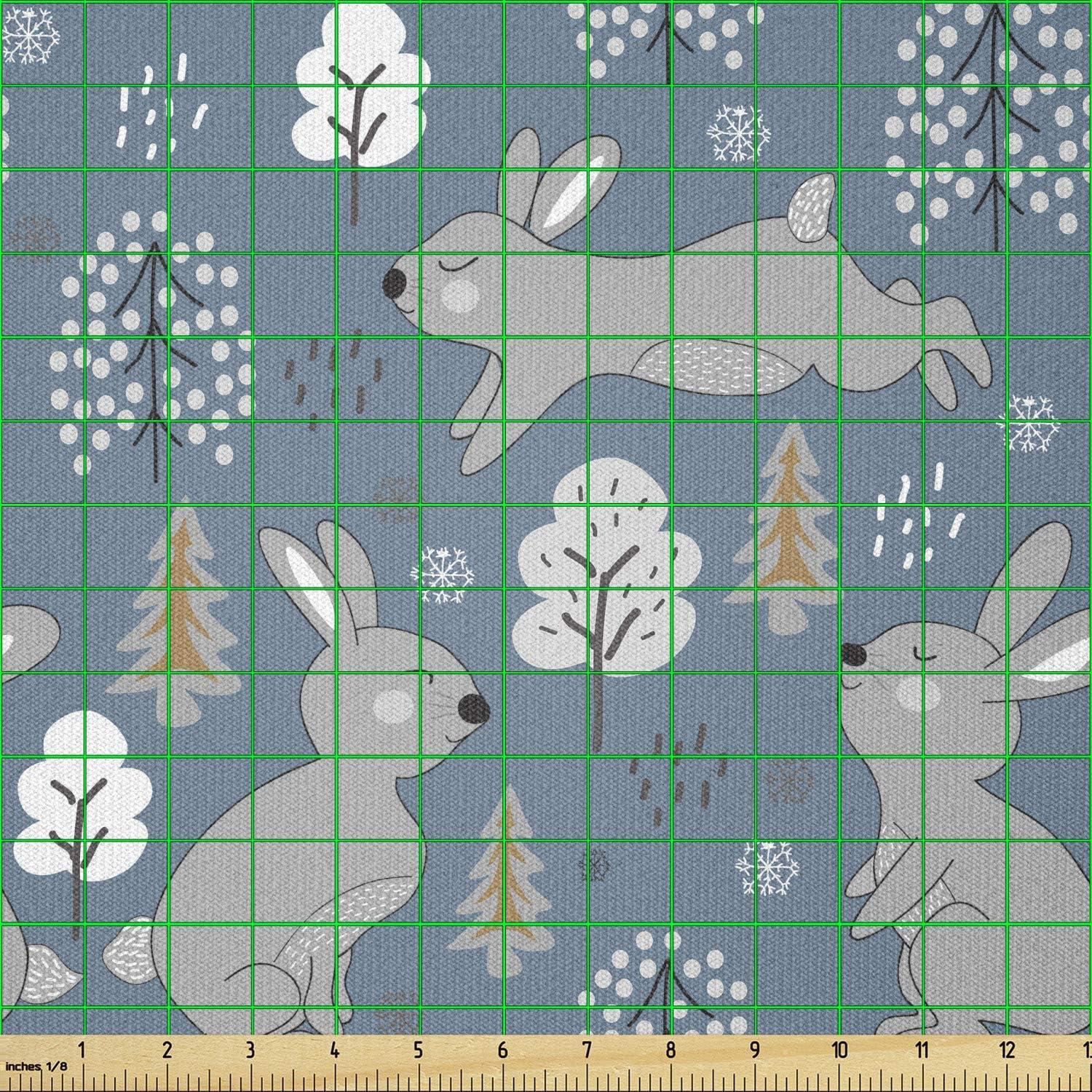 imageAmbesonne Dog Lover Fabric by The Yard Little Corgi Jumping Running and Standing Cartoon Hearts Background Microfiber Fabric for Arts and Crafts Textiles amp Decor 1 Yard White OrangeBlue Grey Pale Taupe