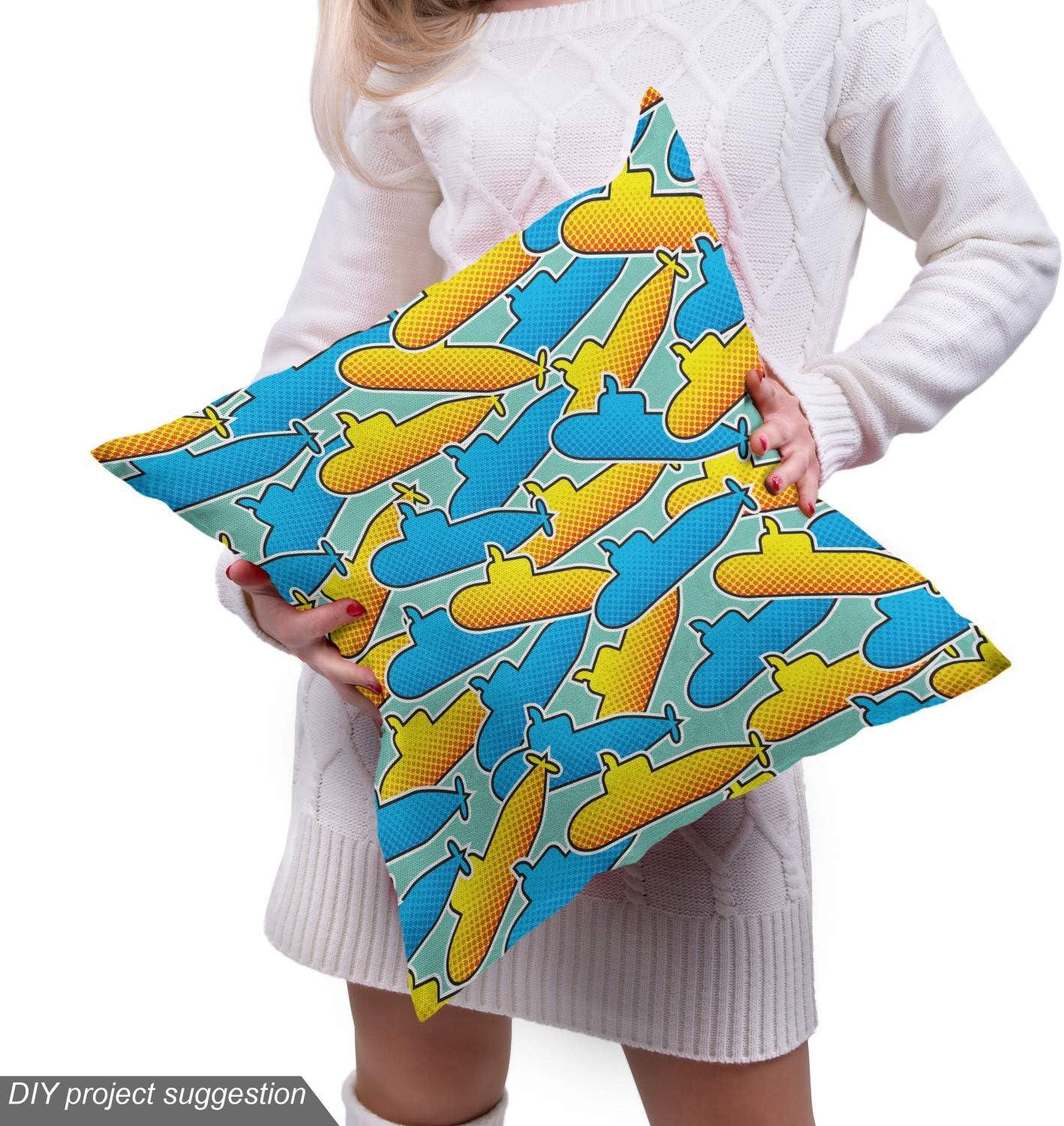 imageAmbesonne Dog Lover Fabric by The Yard Little Corgi Jumping Running and Standing Cartoon Hearts Background Microfiber Fabric for Arts and Crafts Textiles amp Decor 1 Yard White OrangeYellow Blue