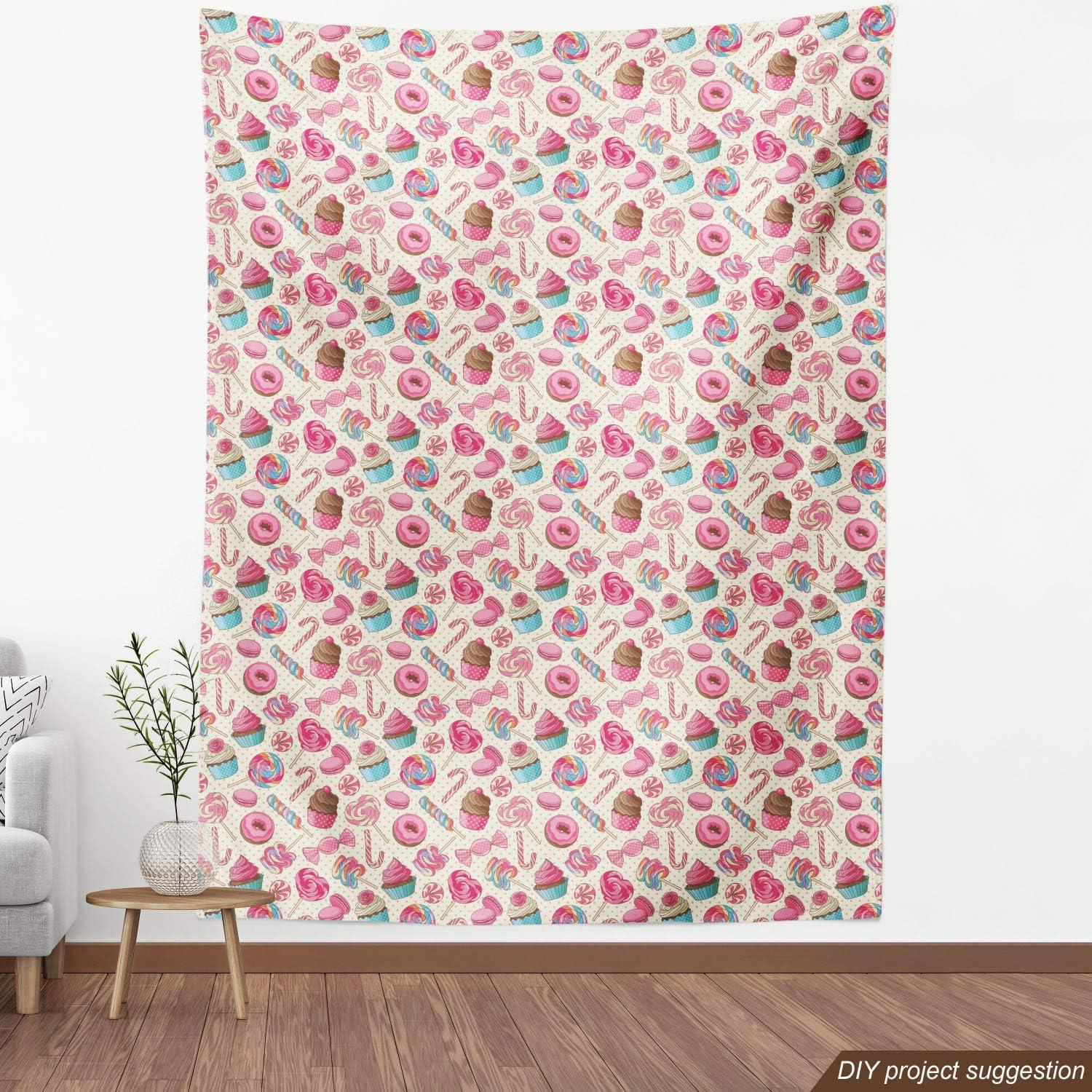 imageAmbesonne Dog Lover Fabric by The Yard Little Corgi Jumping Running and Standing Cartoon Hearts Background Microfiber Fabric for Arts and Crafts Textiles amp Decor 1 Yard White OrangePink Cream