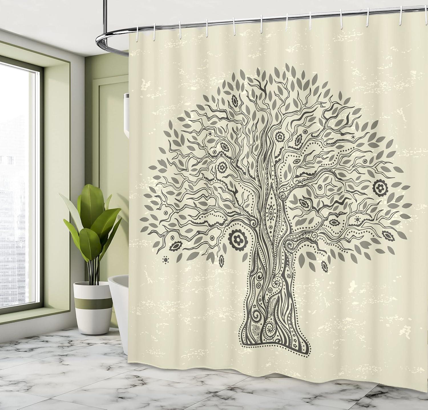 imageAmbesonne Man Cave Shower Curtain Cartoon Monster Truck with Huge Tyres OffRoad Heavy Large Tractor Wheels Turbo Cloth Fabric Bathroom Decor Set with Hooks 69 W x 70 L Orange BluePale Taupe and Dark Grey
