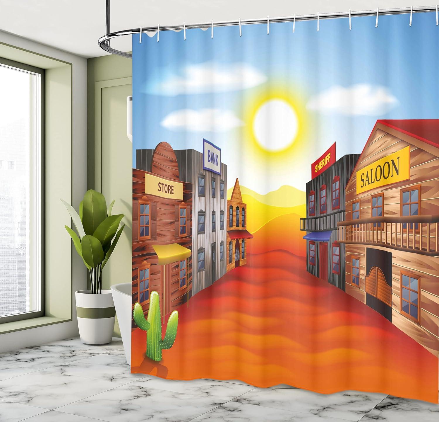 imageAmbesonne Man Cave Shower Curtain Cartoon Monster Truck with Huge Tyres OffRoad Heavy Large Tractor Wheels Turbo Cloth Fabric Bathroom Decor Set with Hooks 69 W x 70 L Orange BlueBurnt Orange Yellow