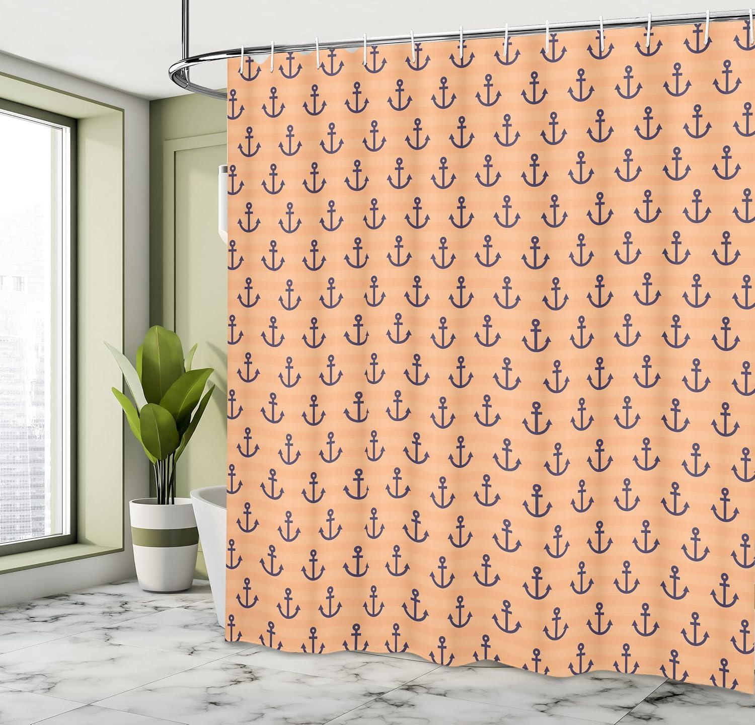 imageAmbesonne Man Cave Shower Curtain Cartoon Monster Truck with Huge Tyres OffRoad Heavy Large Tractor Wheels Turbo Cloth Fabric Bathroom Decor Set with Hooks 69 W x 70 L Orange BlueDark Indigo