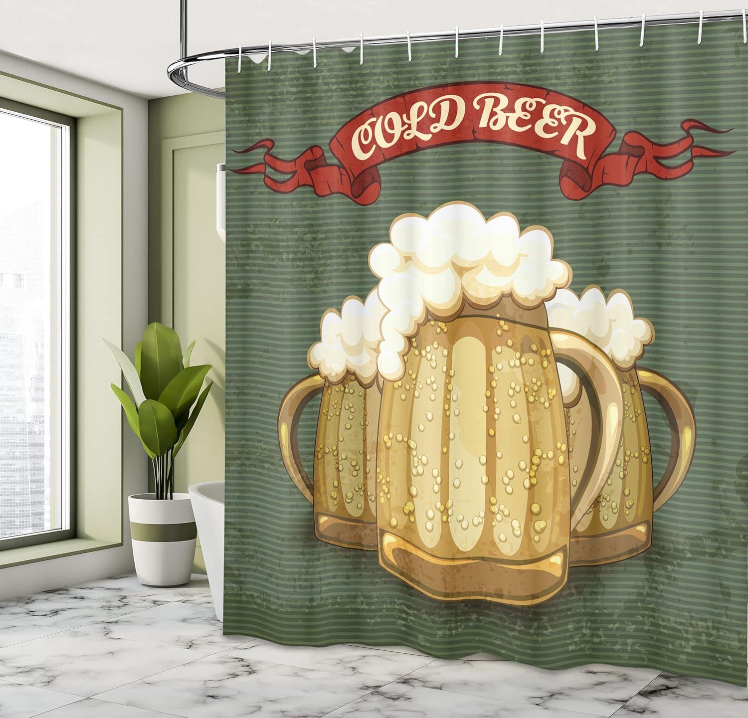 imageAmbesonne Man Cave Shower Curtain Cartoon Monster Truck with Huge Tyres OffRoad Heavy Large Tractor Wheels Turbo Cloth Fabric Bathroom Decor Set with Hooks 69 W x 70 L Orange BlueReseda Green