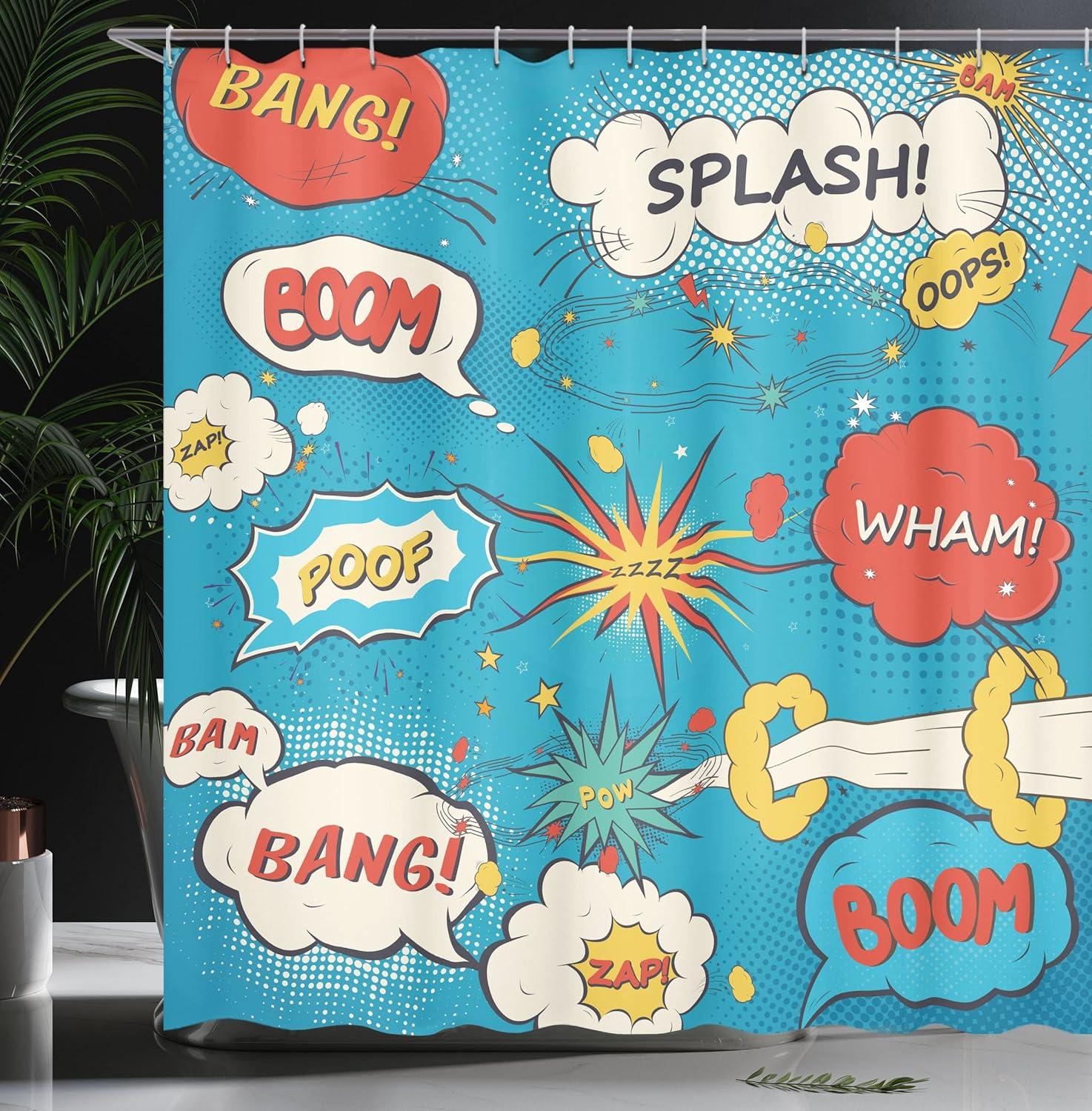 imageAmbesonne Man Cave Shower Curtain Cartoon Monster Truck with Huge Tyres OffRoad Heavy Large Tractor Wheels Turbo Cloth Fabric Bathroom Decor Set with Hooks 69 W x 70 L Orange BlueCream Blue