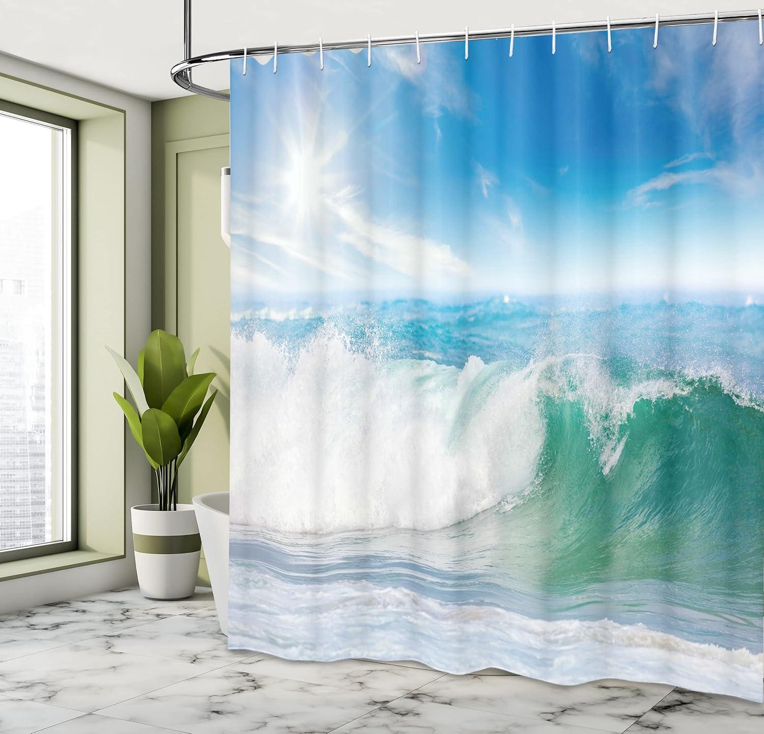 imageAmbesonne Man Cave Shower Curtain Cartoon Monster Truck with Huge Tyres OffRoad Heavy Large Tractor Wheels Turbo Cloth Fabric Bathroom Decor Set with Hooks 69 W x 70 L Orange BlueFern Green Pale Blue