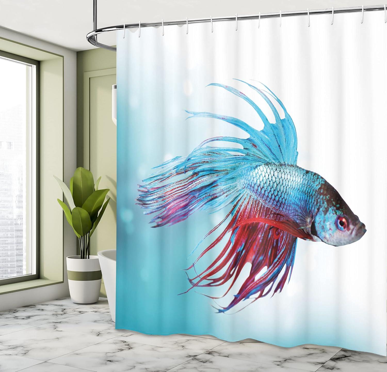 imageAmbesonne Man Cave Shower Curtain Cartoon Monster Truck with Huge Tyres OffRoad Heavy Large Tractor Wheels Turbo Cloth Fabric Bathroom Decor Set with Hooks 69 W x 70 L Orange BlueCoral Sky