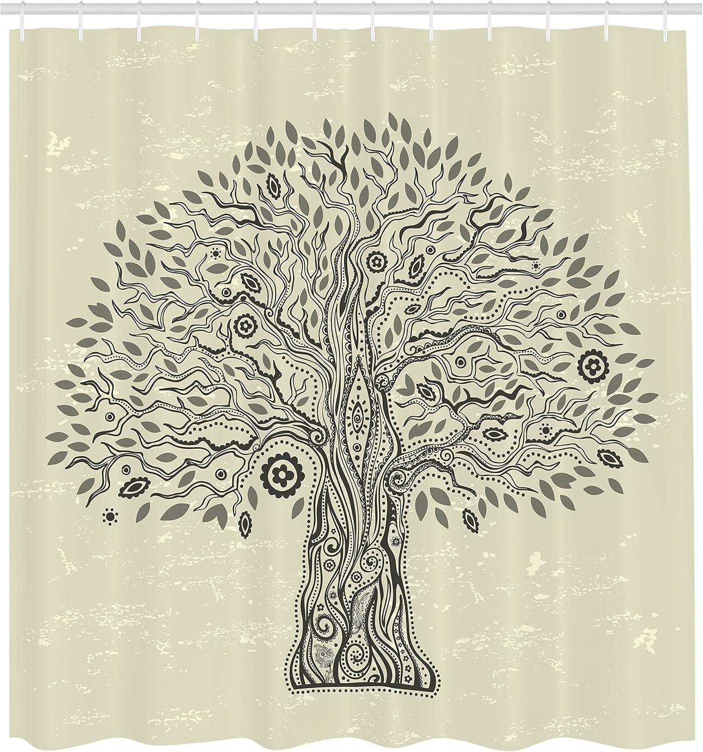 imageAmbesonne Man Cave Shower Curtain Cartoon Monster Truck with Huge Tyres OffRoad Heavy Large Tractor Wheels Turbo Cloth Fabric Bathroom Decor Set with Hooks 69 W x 70 L Orange BluePale Taupe and Dark Grey