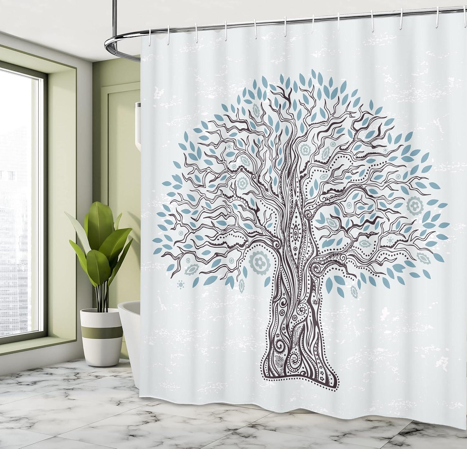 imageAmbesonne Man Cave Shower Curtain Cartoon Monster Truck with Huge Tyres OffRoad Heavy Large Tractor Wheels Turbo Cloth Fabric Bathroom Decor Set with Hooks 69 W x 70 L Orange BlueBlue and Seal Brown