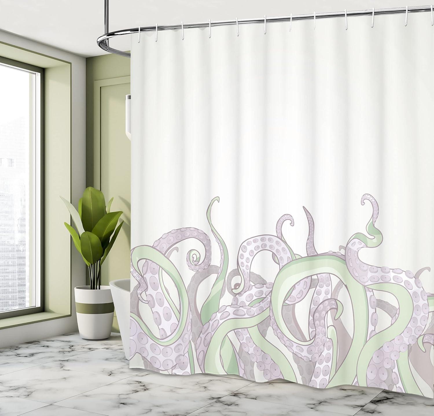 imageAmbesonne Man Cave Shower Curtain Cartoon Monster Truck with Huge Tyres OffRoad Heavy Large Tractor Wheels Turbo Cloth Fabric Bathroom Decor Set with Hooks 69 W x 70 L Orange BluePale Mauve