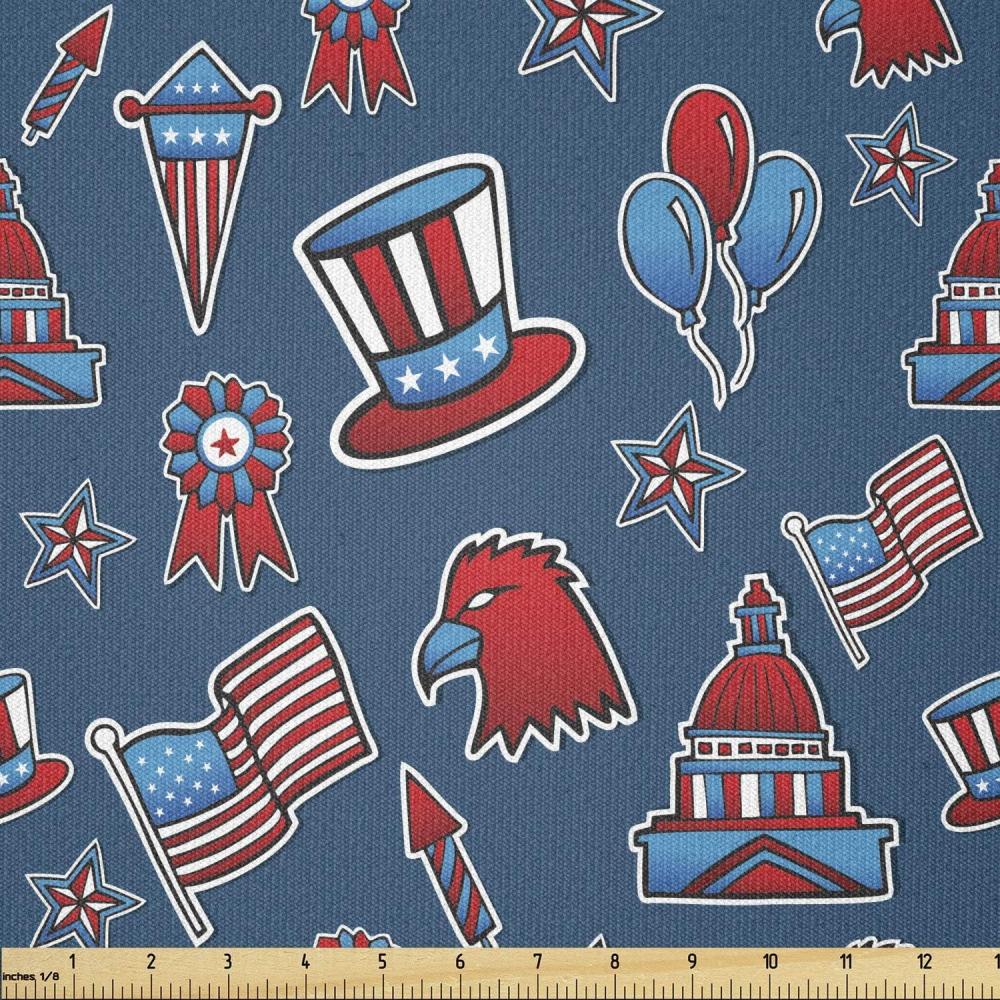 imageAmbesonne Dog Lover Fabric by The Yard Little Corgi Jumping Running and Standing Cartoon Hearts Background Microfiber Fabric for Arts and Crafts Textiles amp Decor 1 Yard White OrangeRuby Blue White