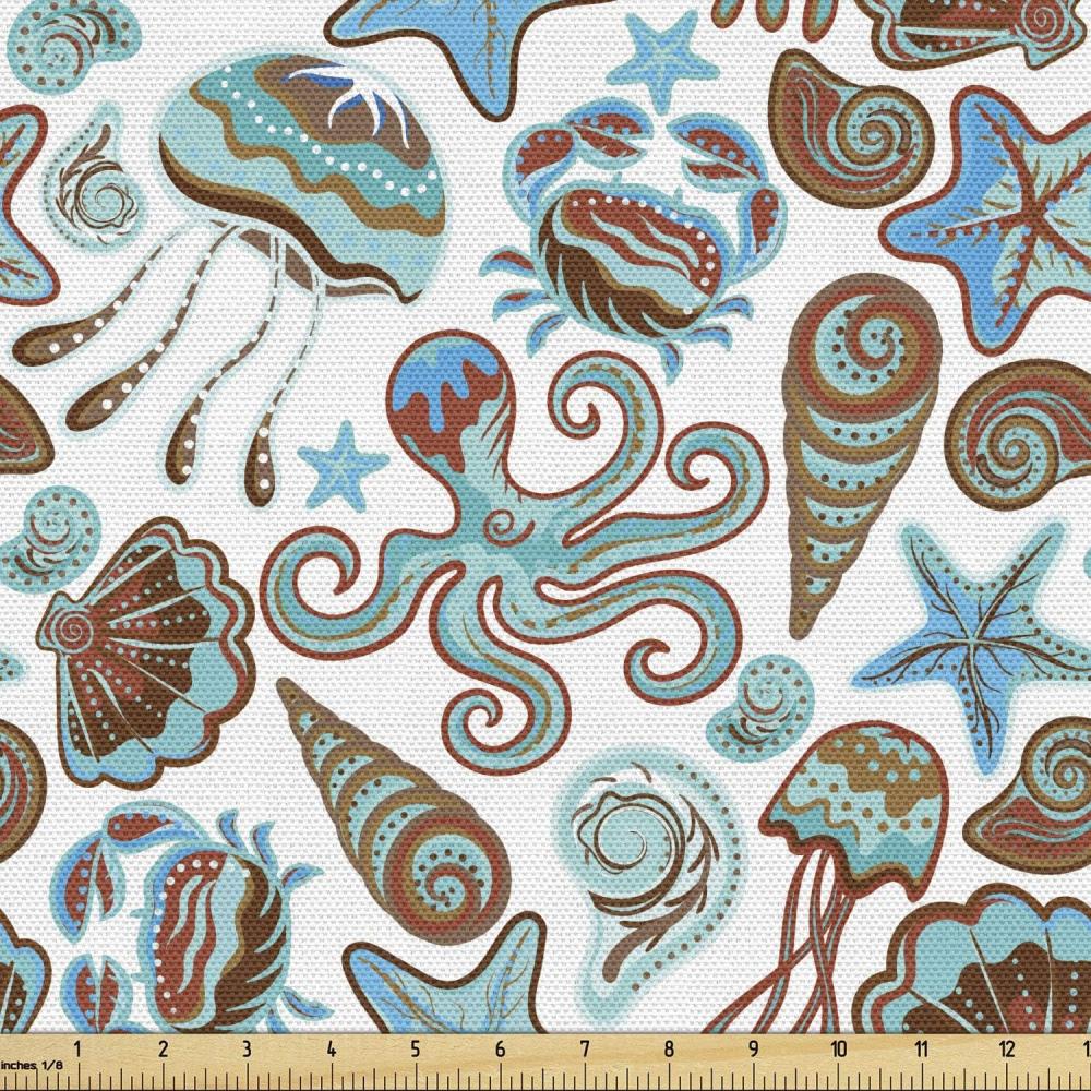 imageAmbesonne Dog Lover Fabric by The Yard Little Corgi Jumping Running and Standing Cartoon Hearts Background Microfiber Fabric for Arts and Crafts Textiles amp Decor 1 Yard White OrangeTurquoise Brown