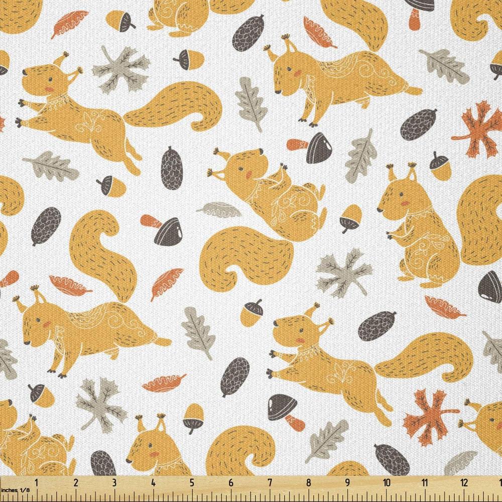 imageAmbesonne Dog Lover Fabric by The Yard Little Corgi Jumping Running and Standing Cartoon Hearts Background Microfiber Fabric for Arts and Crafts Textiles amp Decor 1 Yard White OrangeOrange Pale Orange Taupe