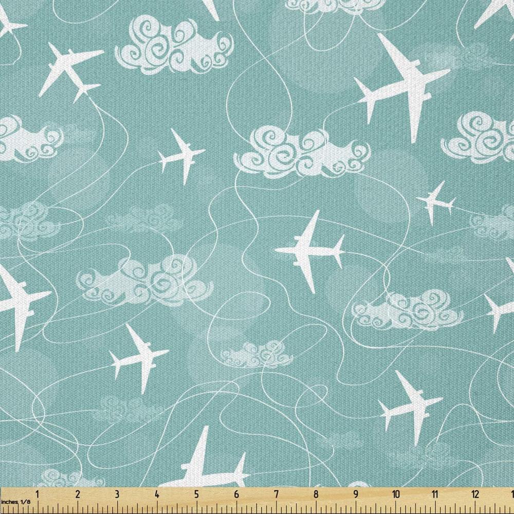 imageAmbesonne Dog Lover Fabric by The Yard Little Corgi Jumping Running and Standing Cartoon Hearts Background Microfiber Fabric for Arts and Crafts Textiles amp Decor 1 Yard White OrangeTurquoise White