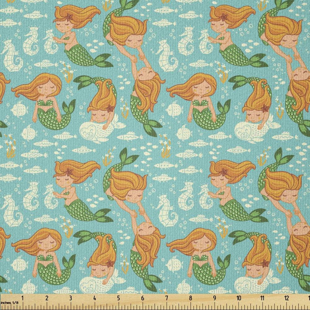 imageAmbesonne Dog Lover Fabric by The Yard Little Corgi Jumping Running and Standing Cartoon Hearts Background Microfiber Fabric for Arts and Crafts Textiles amp Decor 1 Yard White OrangeOrange Teal
