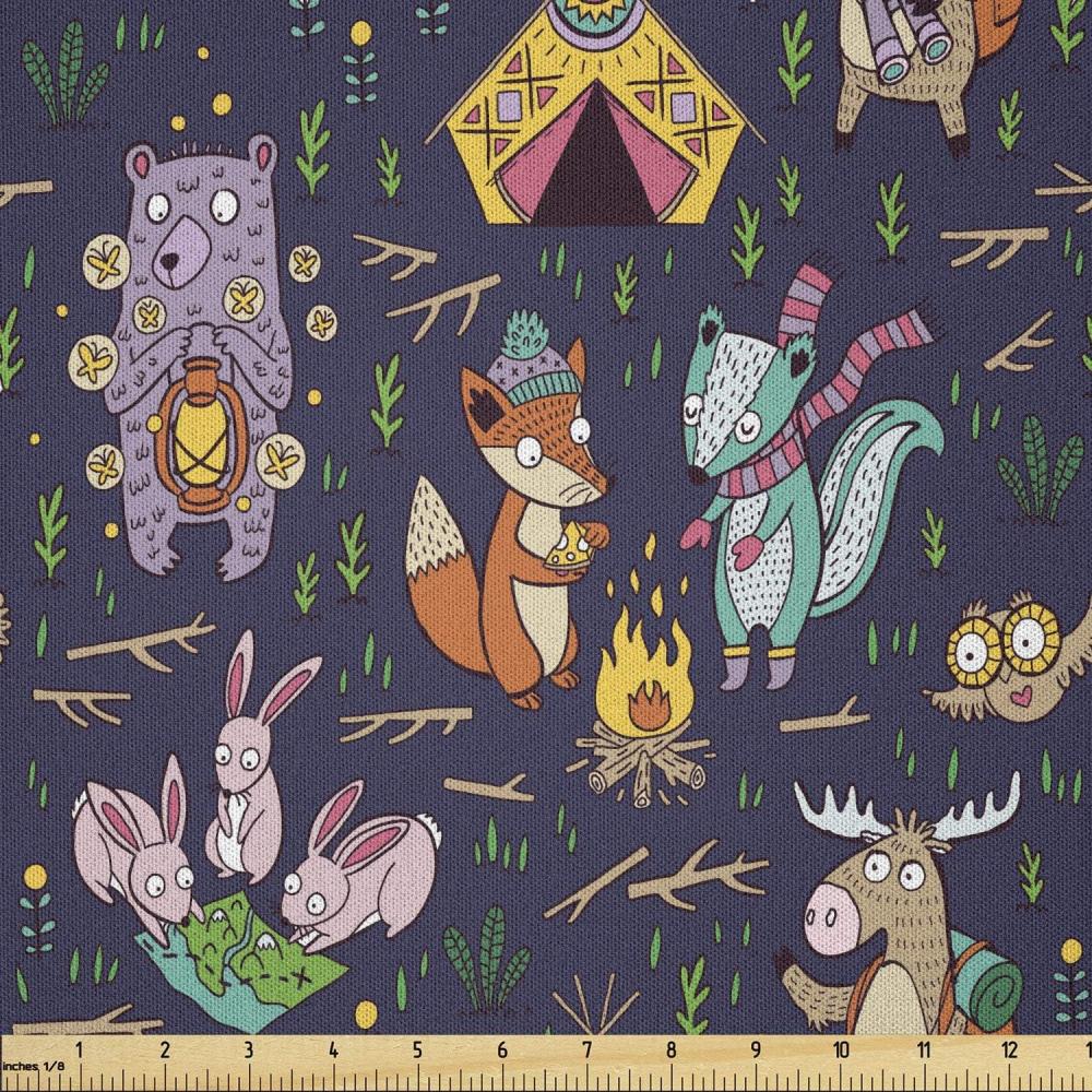 imageAmbesonne Dog Lover Fabric by The Yard Little Corgi Jumping Running and Standing Cartoon Hearts Background Microfiber Fabric for Arts and Crafts Textiles amp Decor 1 Yard White OrangeBrown Purple