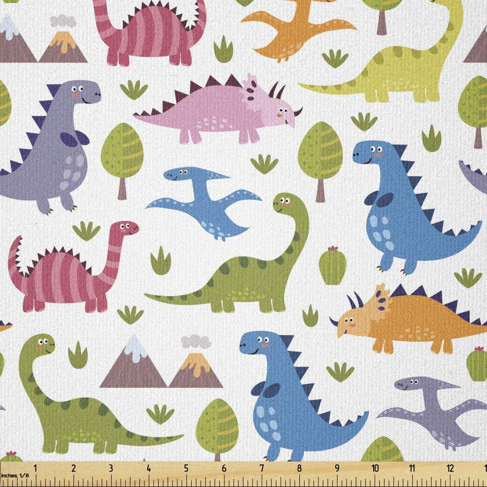 imageAmbesonne Dog Lover Fabric by The Yard Little Corgi Jumping Running and Standing Cartoon Hearts Background Microfiber Fabric for Arts and Crafts Textiles amp Decor 1 Yard White OrangeBlue Green