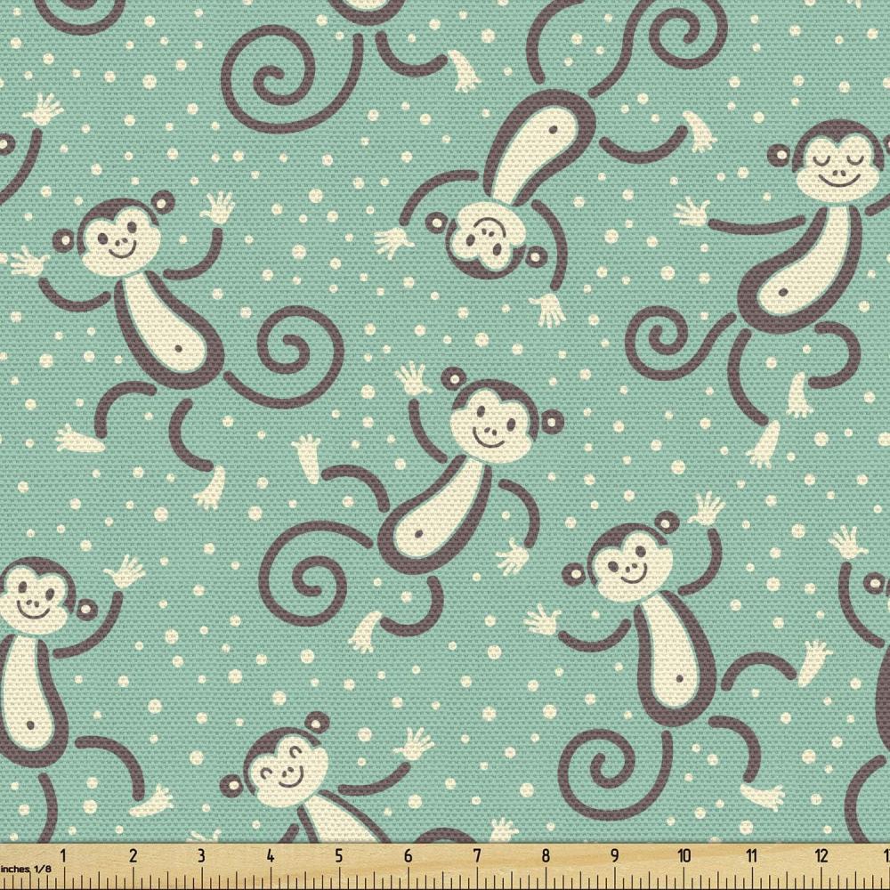 imageAmbesonne Dog Lover Fabric by The Yard Little Corgi Jumping Running and Standing Cartoon Hearts Background Microfiber Fabric for Arts and Crafts Textiles amp Decor 1 Yard White OrangeSeafoam