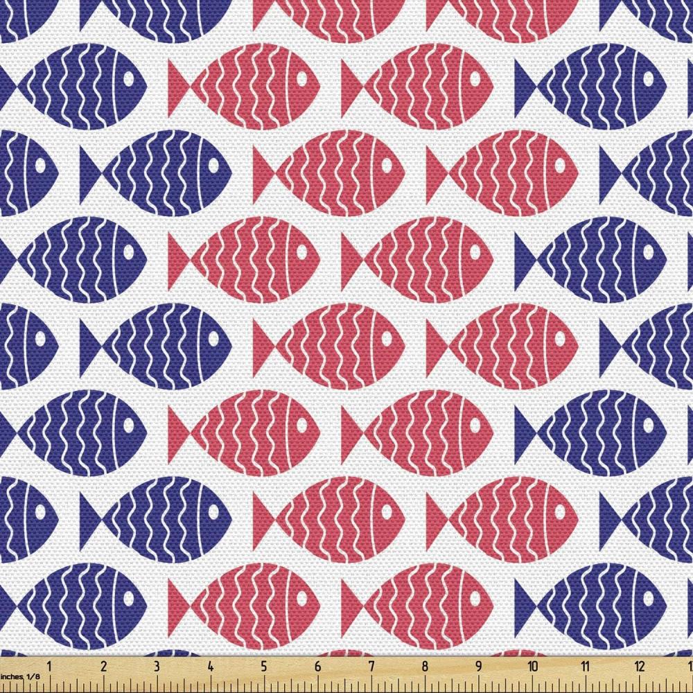 imageAmbesonne Dog Lover Fabric by The Yard Little Corgi Jumping Running and Standing Cartoon Hearts Background Microfiber Fabric for Arts and Crafts Textiles amp Decor 1 Yard White OrangeBlue Navy