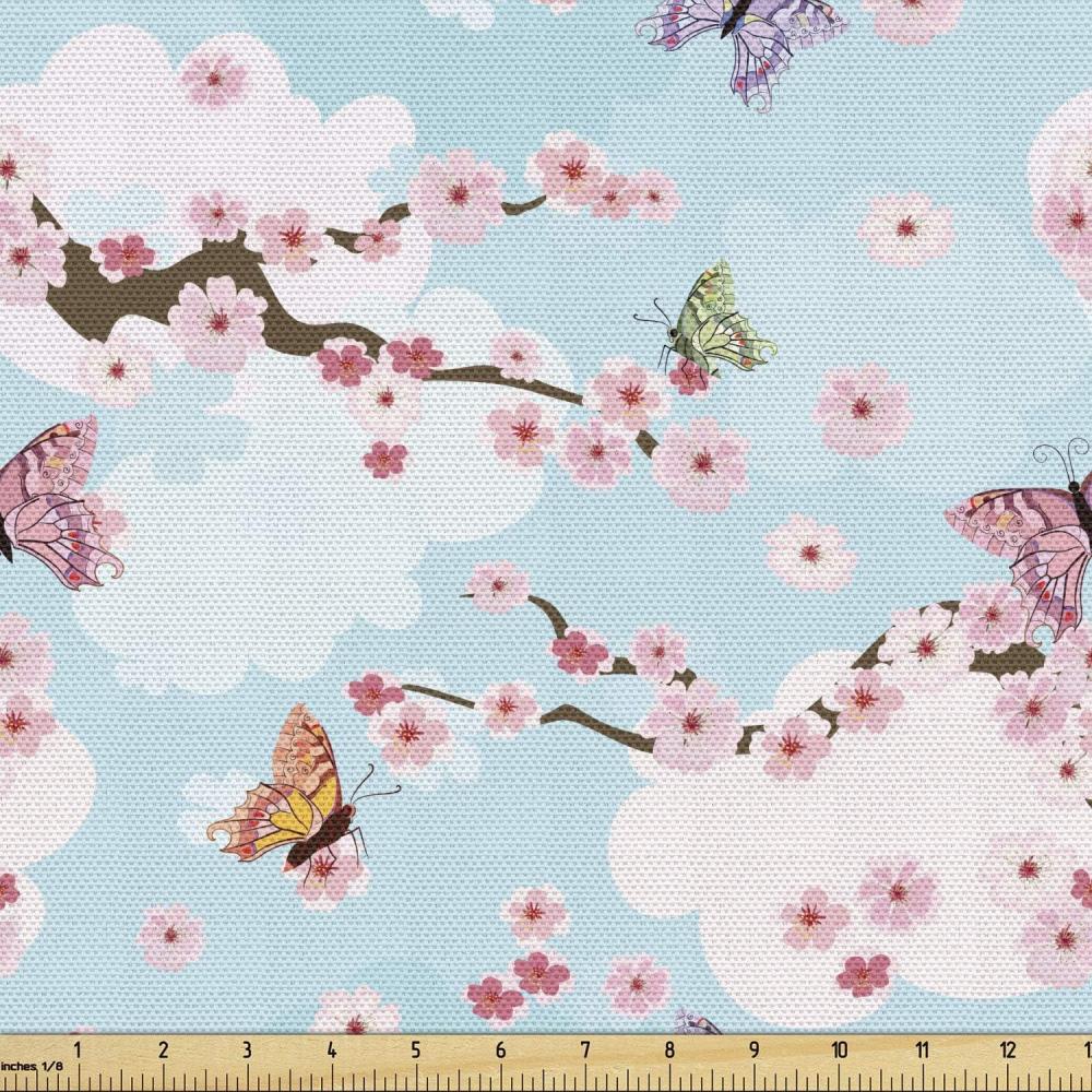 imageAmbesonne Dog Lover Fabric by The Yard Little Corgi Jumping Running and Standing Cartoon Hearts Background Microfiber Fabric for Arts and Crafts Textiles amp Decor 1 Yard White OrangePastel Blue