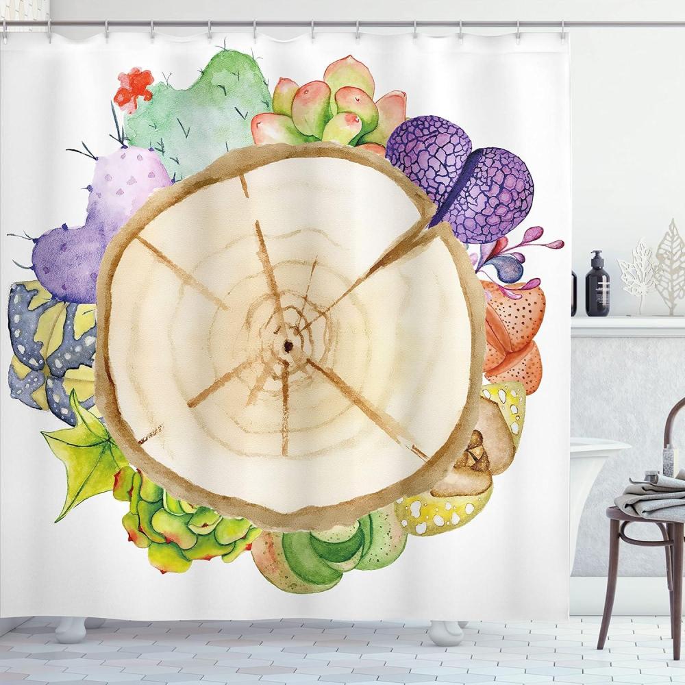 imageAmbesonne Man Cave Shower Curtain Cartoon Monster Truck with Huge Tyres OffRoad Heavy Large Tractor Wheels Turbo Cloth Fabric Bathroom Decor Set with Hooks 69 W x 70 L Orange BluePurple Beige