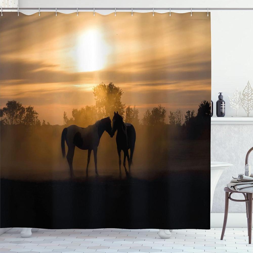 imageAmbesonne Man Cave Shower Curtain Cartoon Monster Truck with Huge Tyres OffRoad Heavy Large Tractor Wheels Turbo Cloth Fabric Bathroom Decor Set with Hooks 69 W x 70 L Orange BlueDark Brown and Peach