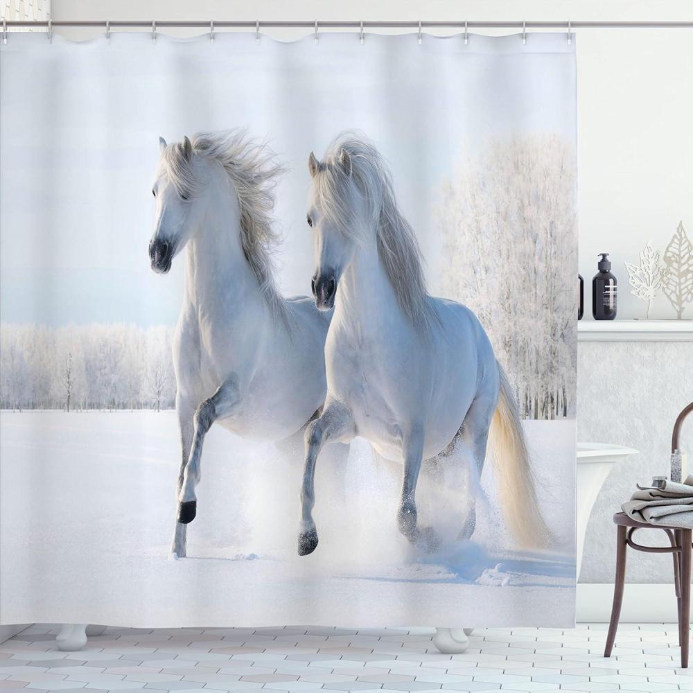 imageAmbesonne Man Cave Shower Curtain Cartoon Monster Truck with Huge Tyres OffRoad Heavy Large Tractor Wheels Turbo Cloth Fabric Bathroom Decor Set with Hooks 69 W x 70 L Orange BluePale Blue White