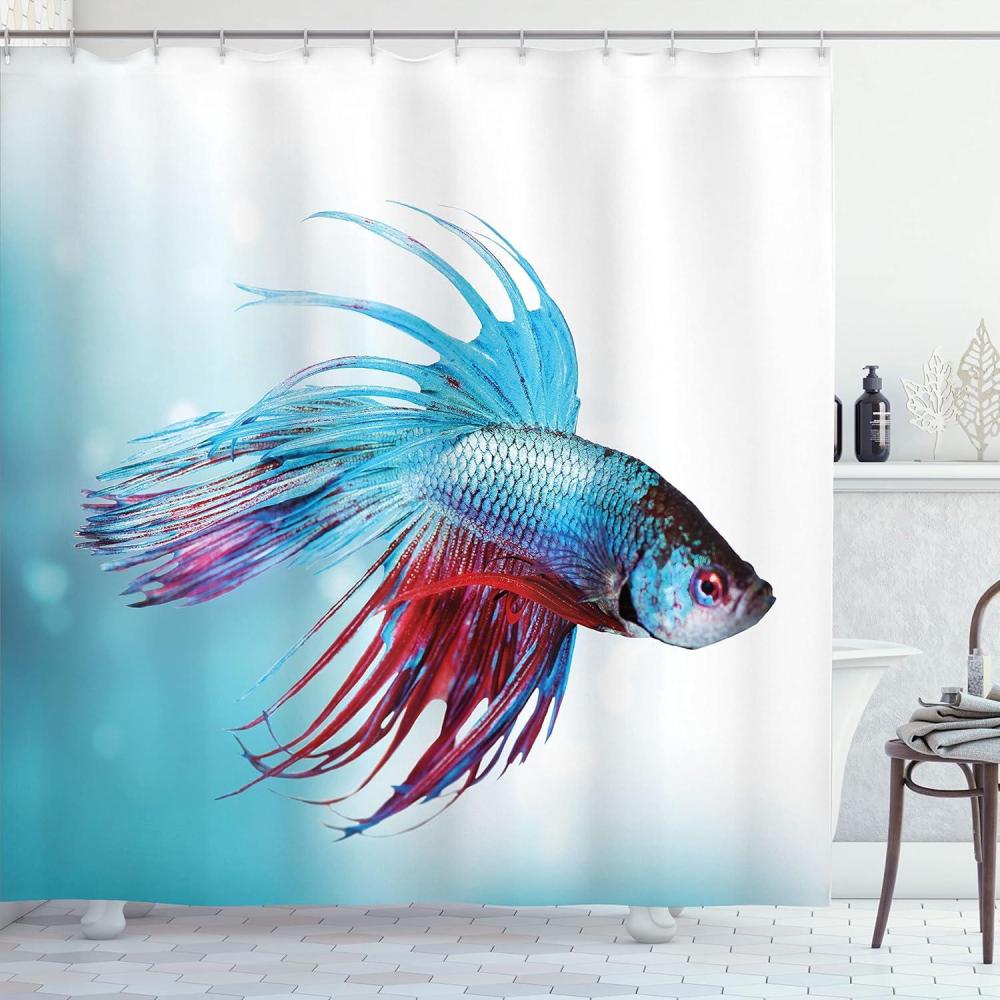 imageAmbesonne Man Cave Shower Curtain Cartoon Monster Truck with Huge Tyres OffRoad Heavy Large Tractor Wheels Turbo Cloth Fabric Bathroom Decor Set with Hooks 69 W x 70 L Orange BlueCoral Sky