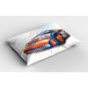 Ambesonne Cars Pillow Sham, Cartoon Style Speeding Racing Car Event Championship Racetrack Victory Drive, Decorative Standard Size Printed Pillowcase, 26″ X 20″, Orange Blue