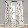 Ambesonne Cartoon Animal Window Curtains, Colorful Pastel Grunge Savannah Fauna Theme Savannah Funny Wildlife Pattern, Lightweight Decor 2-Panel Set with Rod Pocket, Pair of – 28″ x 84″, Green Beige
