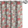 Ambesonne Cartoon Window Curtains, Poisonous Amanita Mushroom Pattern with Foliage and Berry Silhouettes, Lightweight Decor 2-Panel Set with Rod Pocket, Pair of – 28″ x 84″, Pale Sage Green White