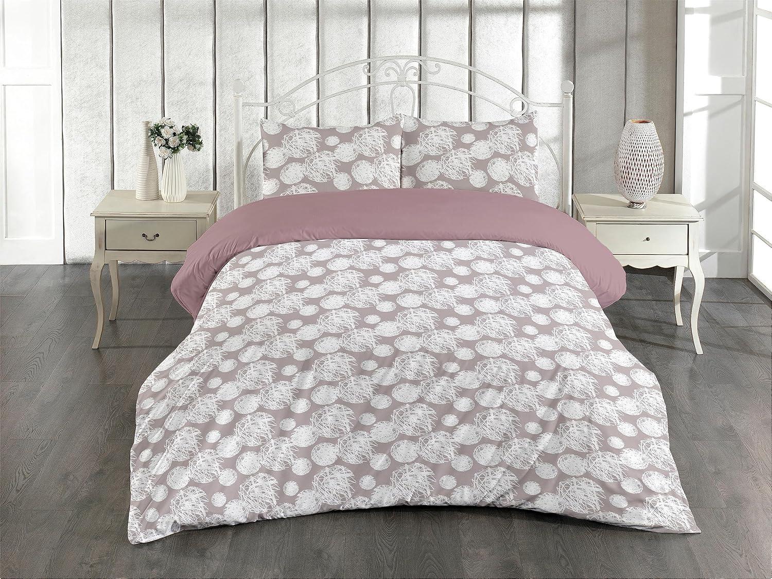imageAmbesonne Floral Duvet Cover Set Roses for Valentine Love Team Holiday Celebration Botanical Artwork on Hue Back Reversible 3 Piece Bedding Set with 2 Pillow Shams Queen Dimgray BlushPale Mauve Taupe White
