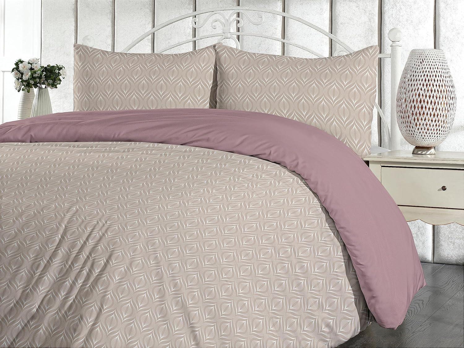 imageAmbesonne Floral Duvet Cover Set Roses for Valentine Love Team Holiday Celebration Botanical Artwork on Hue Back Reversible 3 Piece Bedding Set with 2 Pillow Shams Queen Dimgray BlushWarm Taupe White