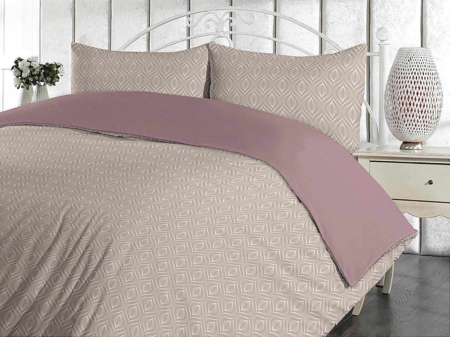 imageAmbesonne Floral Duvet Cover Set Roses for Valentine Love Team Holiday Celebration Botanical Artwork on Hue Back Reversible 3 Piece Bedding Set with 2 Pillow Shams Queen Dimgray BlushWarm Taupe White