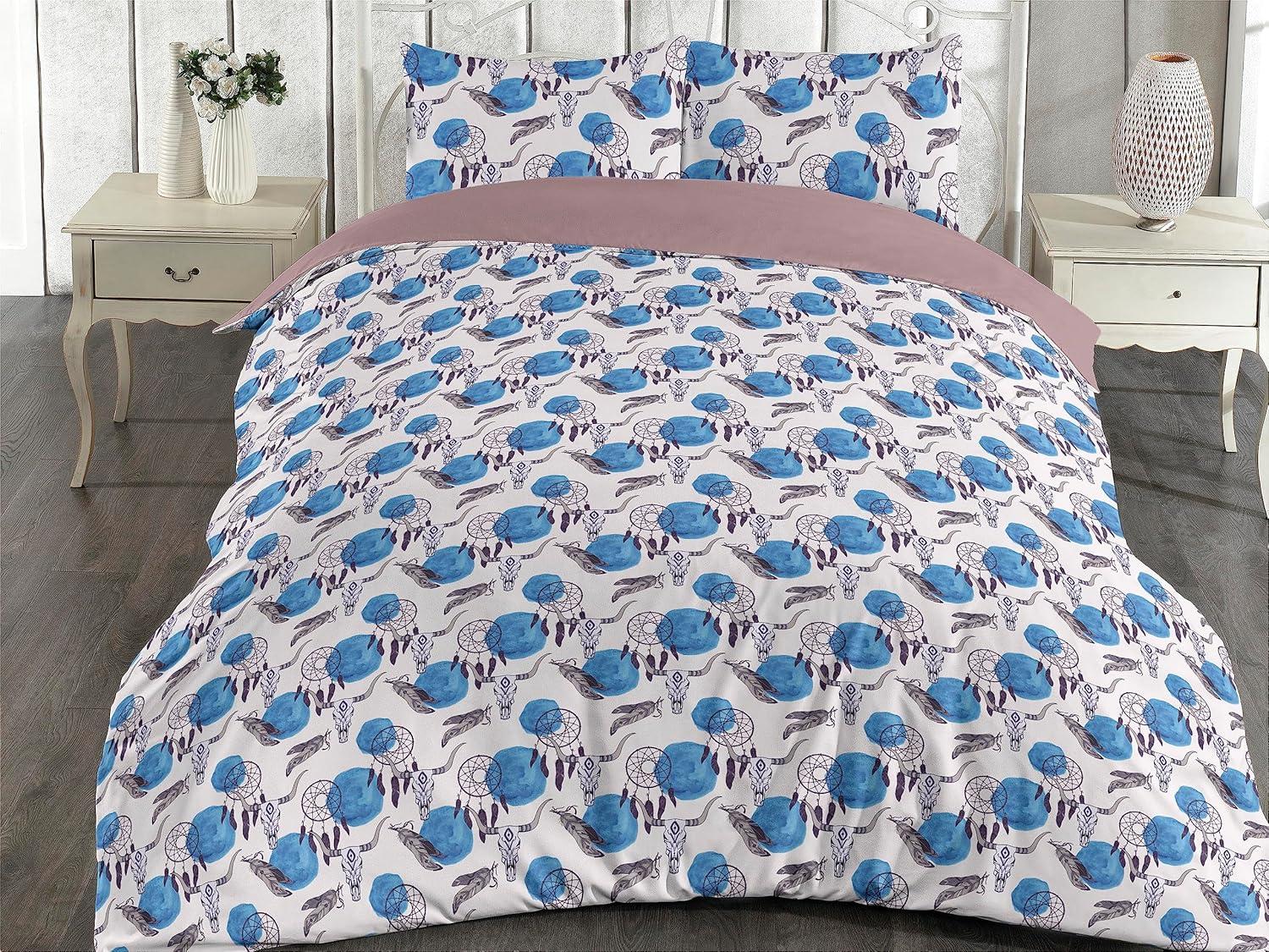 imageAmbesonne Floral Duvet Cover Set Roses for Valentine Love Team Holiday Celebration Botanical Artwork on Hue Back Reversible 3 Piece Bedding Set with 2 Pillow Shams Queen Dimgray BlushSky Blue Eggplant White