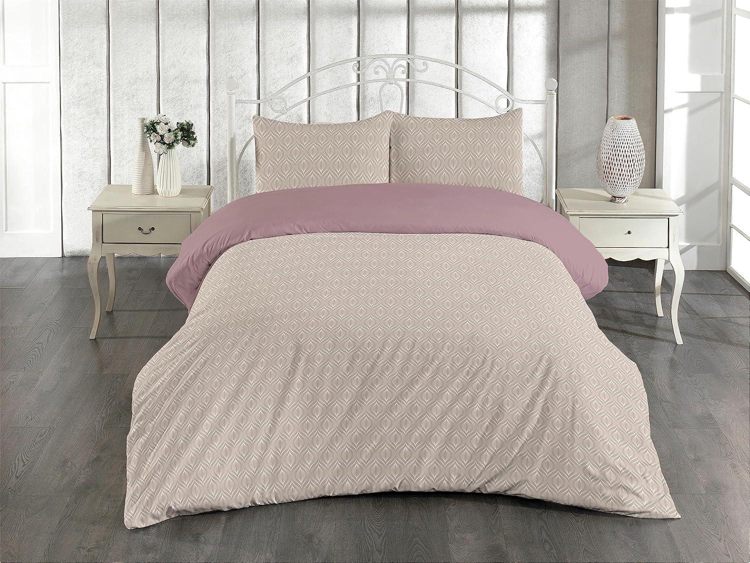 imageAmbesonne Floral Duvet Cover Set Roses for Valentine Love Team Holiday Celebration Botanical Artwork on Hue Back Reversible 3 Piece Bedding Set with 2 Pillow Shams Queen Dimgray BlushWarm Taupe White