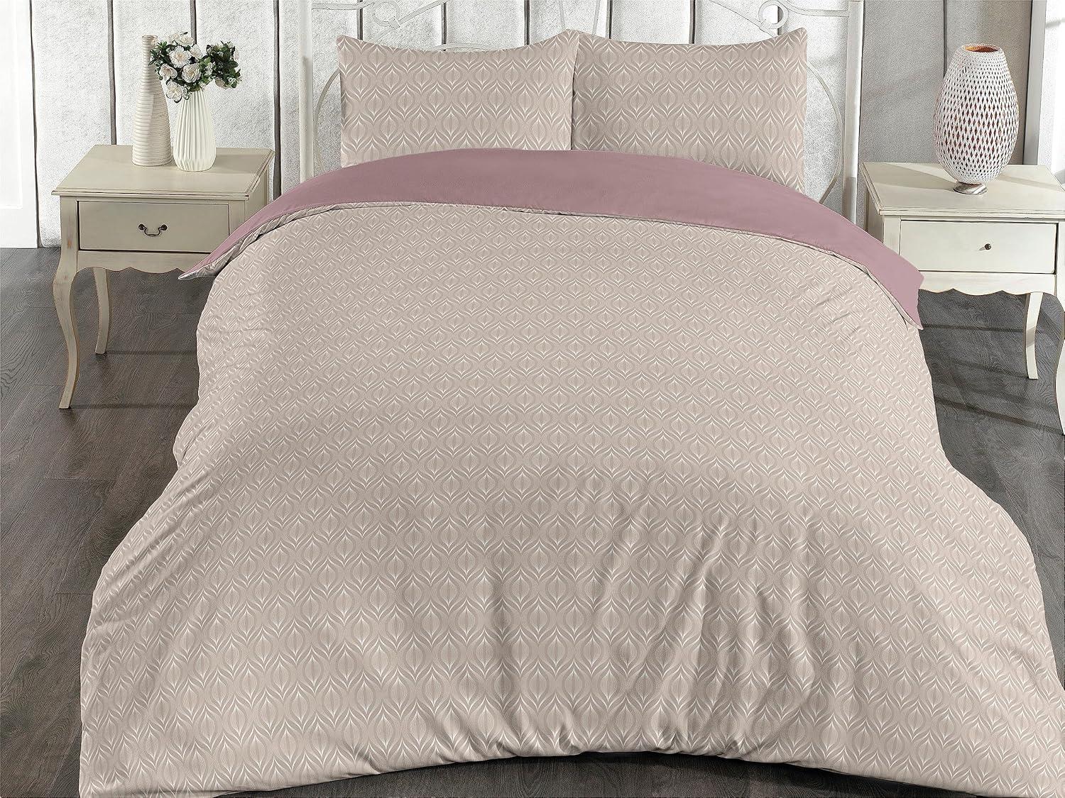imageAmbesonne Floral Duvet Cover Set Roses for Valentine Love Team Holiday Celebration Botanical Artwork on Hue Back Reversible 3 Piece Bedding Set with 2 Pillow Shams Queen Dimgray BlushWarm Taupe White