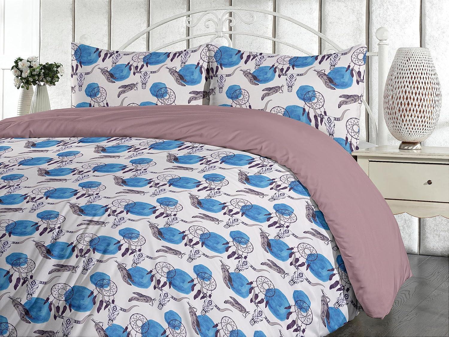 imageAmbesonne Floral Duvet Cover Set Roses for Valentine Love Team Holiday Celebration Botanical Artwork on Hue Back Reversible 3 Piece Bedding Set with 2 Pillow Shams Queen Dimgray BlushSky Blue Eggplant White