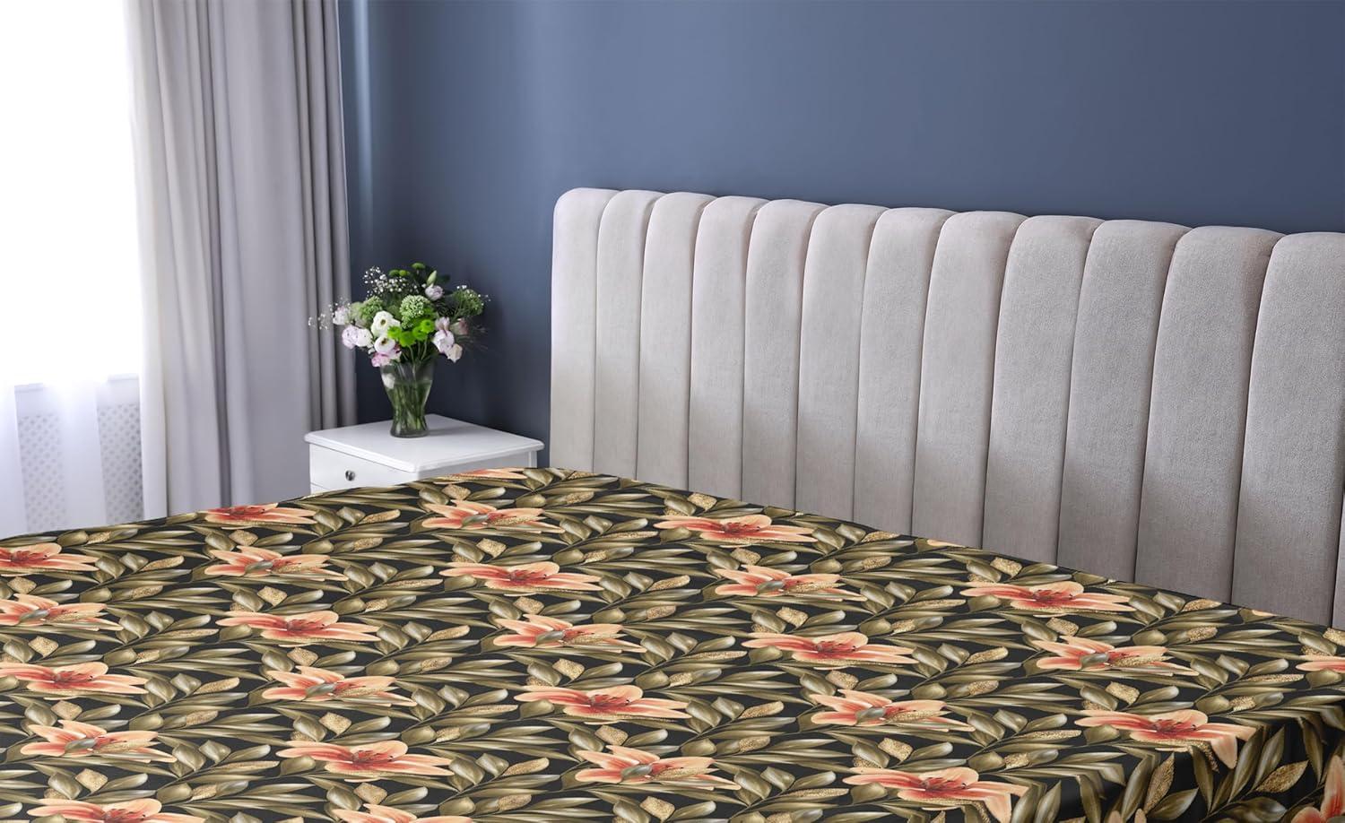 imageAmbesonne Floral Fitted Sheet Roses for Valentine Love Team Holiday Celebration Botanical Artwork on Hue Back Decorative Soft Fabric Bedding AllRound Elastic Pocket Queen Size Dimgray BlushPale Salmon Army Green