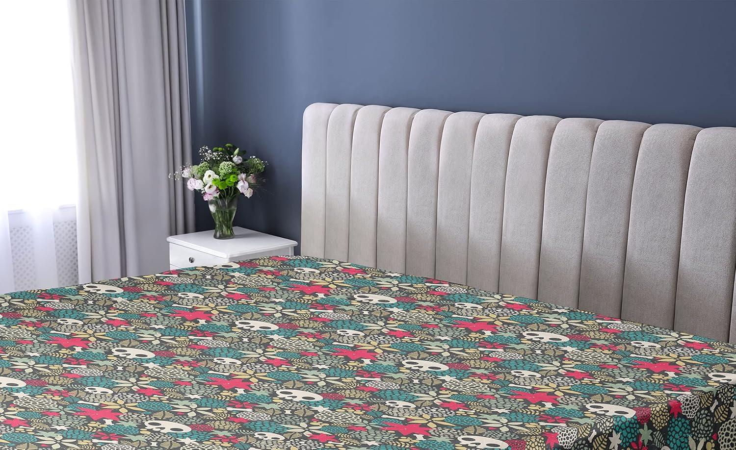 imageAmbesonne Floral Fitted Sheet Roses for Valentine Love Team Holiday Celebration Botanical Artwork on Hue Back Decorative Soft Fabric Bedding AllRound Elastic Pocket Queen Size Dimgray BlushIvory and Dark Coral
