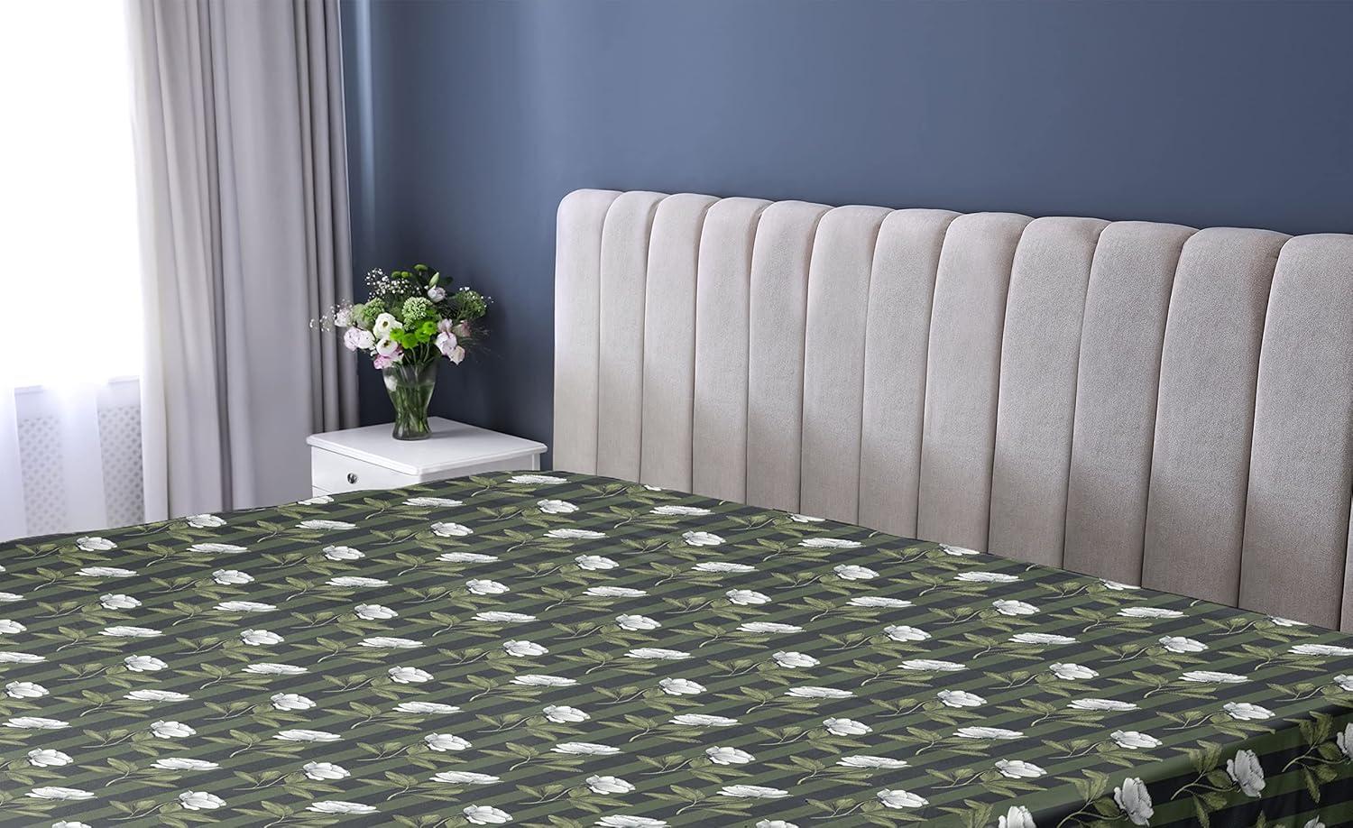 imageAmbesonne Floral Fitted Sheet Roses for Valentine Love Team Holiday Celebration Botanical Artwork on Hue Back Decorative Soft Fabric Bedding AllRound Elastic Pocket Queen Size Dimgray BlushWhite and Army Green