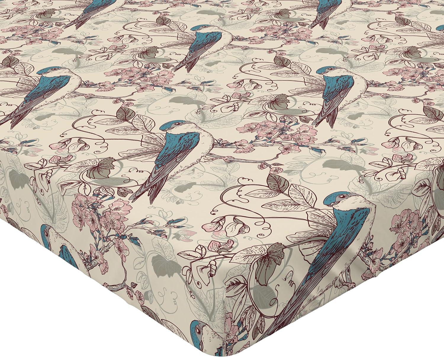 imageAmbesonne Floral Fitted Sheet Roses for Valentine Love Team Holiday Celebration Botanical Artwork on Hue Back Decorative Soft Fabric Bedding AllRound Elastic Pocket Queen Size Dimgray BlushPetrol Blue Pale Rose