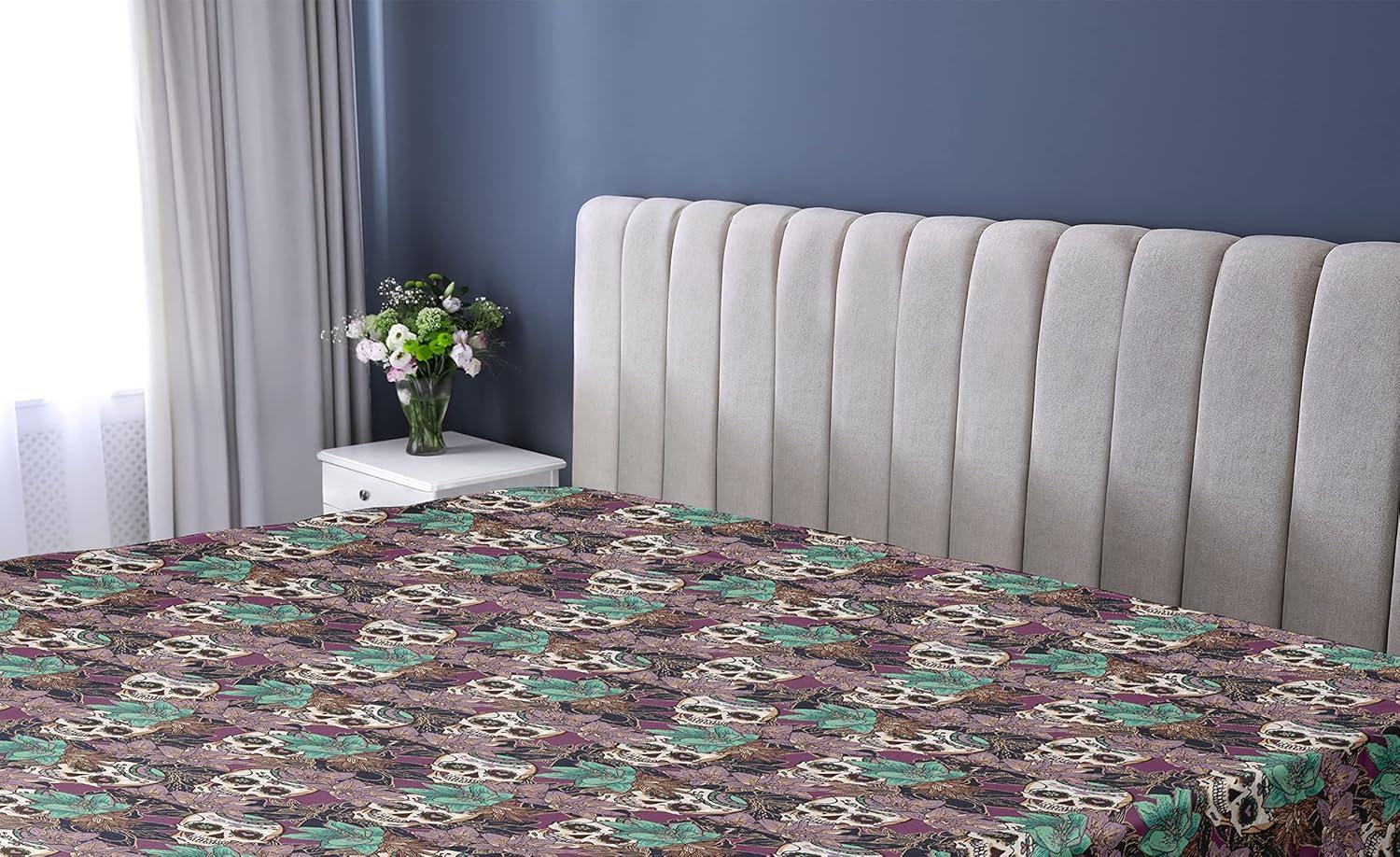 imageAmbesonne Floral Fitted Sheet Roses for Valentine Love Team Holiday Celebration Botanical Artwork on Hue Back Decorative Soft Fabric Bedding AllRound Elastic Pocket Queen Size Dimgray BlushPurple Almond Green