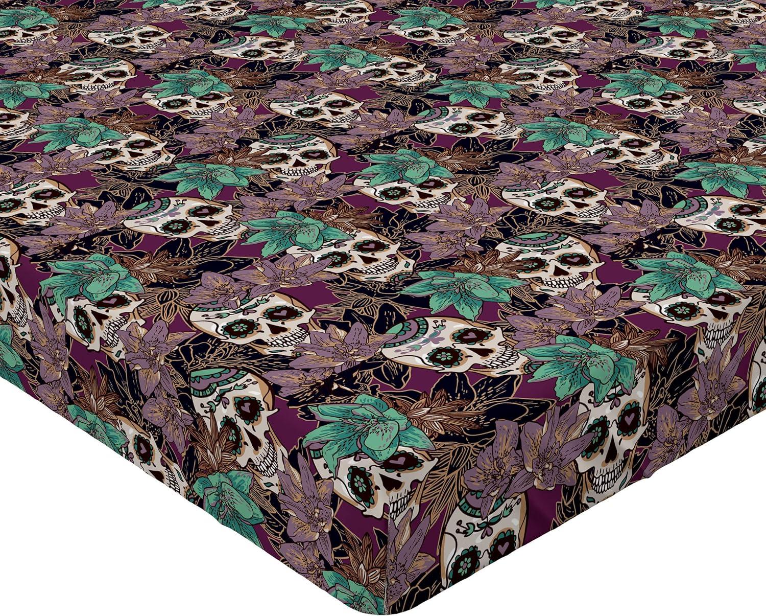 imageAmbesonne Floral Fitted Sheet Roses for Valentine Love Team Holiday Celebration Botanical Artwork on Hue Back Decorative Soft Fabric Bedding AllRound Elastic Pocket Queen Size Dimgray BlushPurple Almond Green