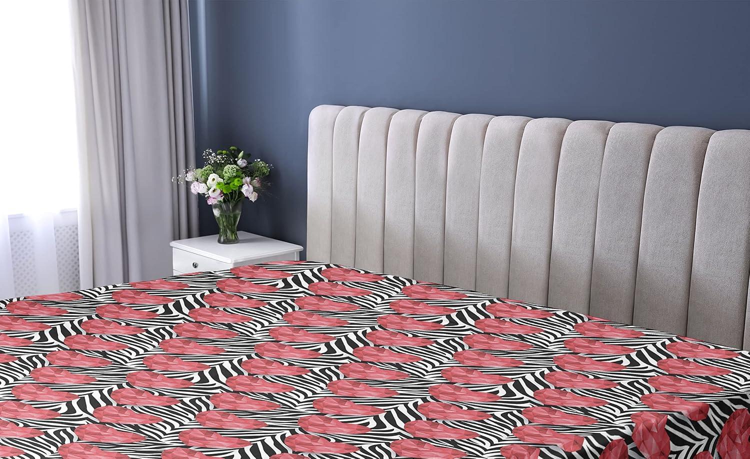 imageAmbesonne Floral Fitted Sheet Roses for Valentine Love Team Holiday Celebration Botanical Artwork on Hue Back Decorative Soft Fabric Bedding AllRound Elastic Pocket Queen Size Dimgray BlushCoral Charcoal Grey