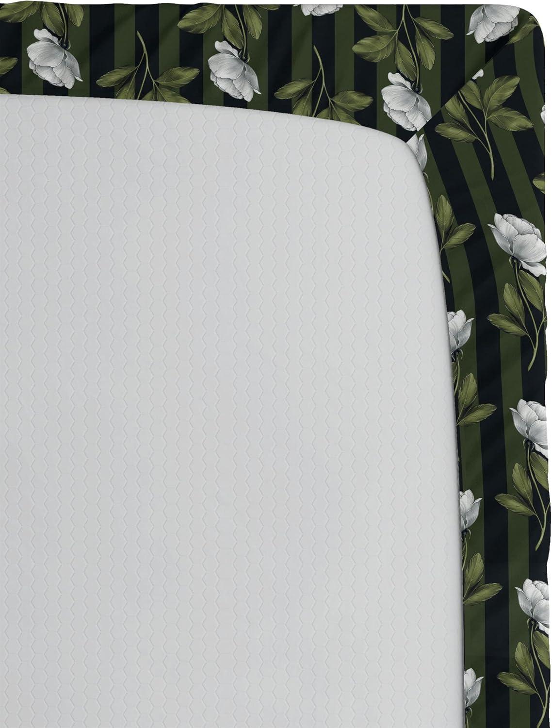 imageAmbesonne Floral Fitted Sheet Roses for Valentine Love Team Holiday Celebration Botanical Artwork on Hue Back Decorative Soft Fabric Bedding AllRound Elastic Pocket Queen Size Dimgray BlushWhite and Army Green