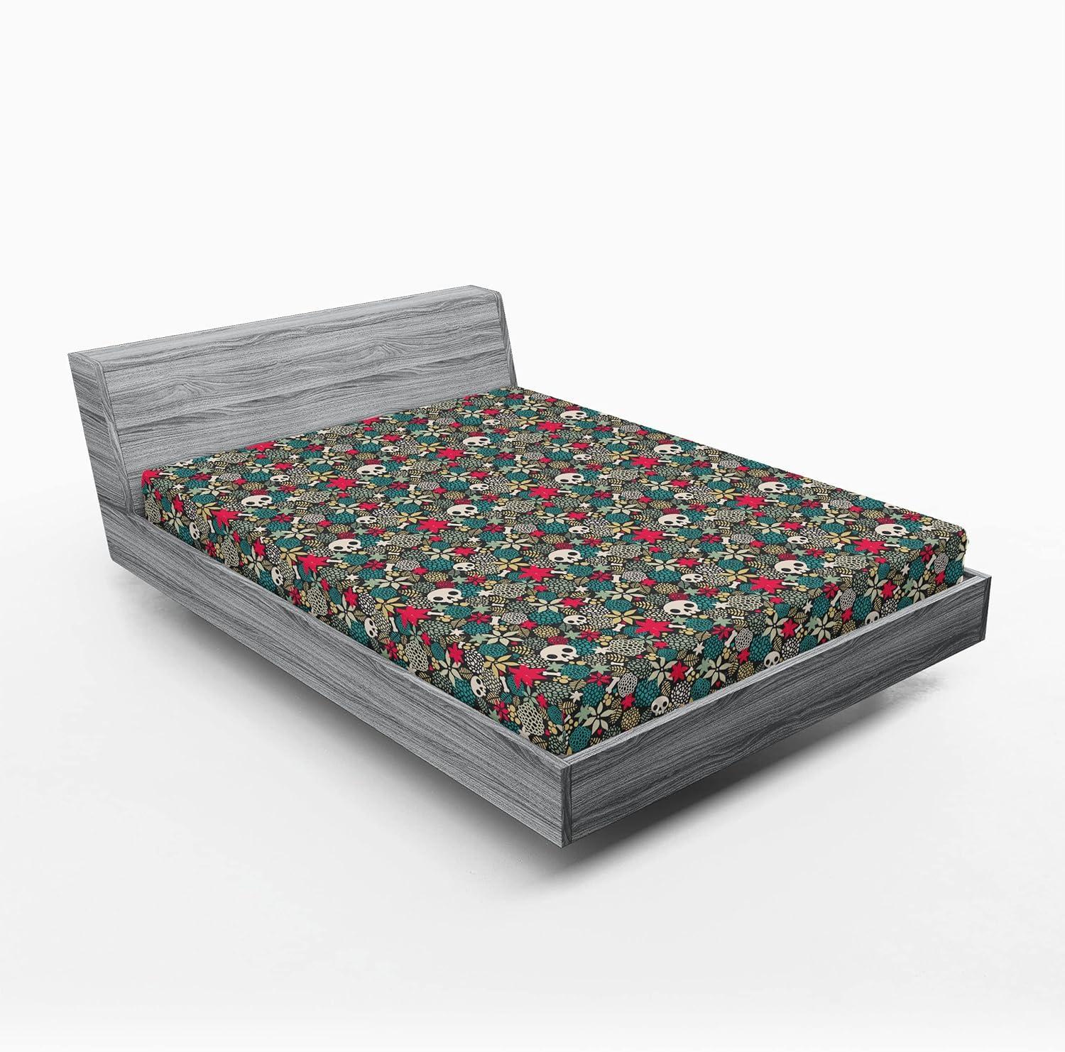 imageAmbesonne Floral Fitted Sheet Roses for Valentine Love Team Holiday Celebration Botanical Artwork on Hue Back Decorative Soft Fabric Bedding AllRound Elastic Pocket Queen Size Dimgray BlushIvory and Dark Coral
