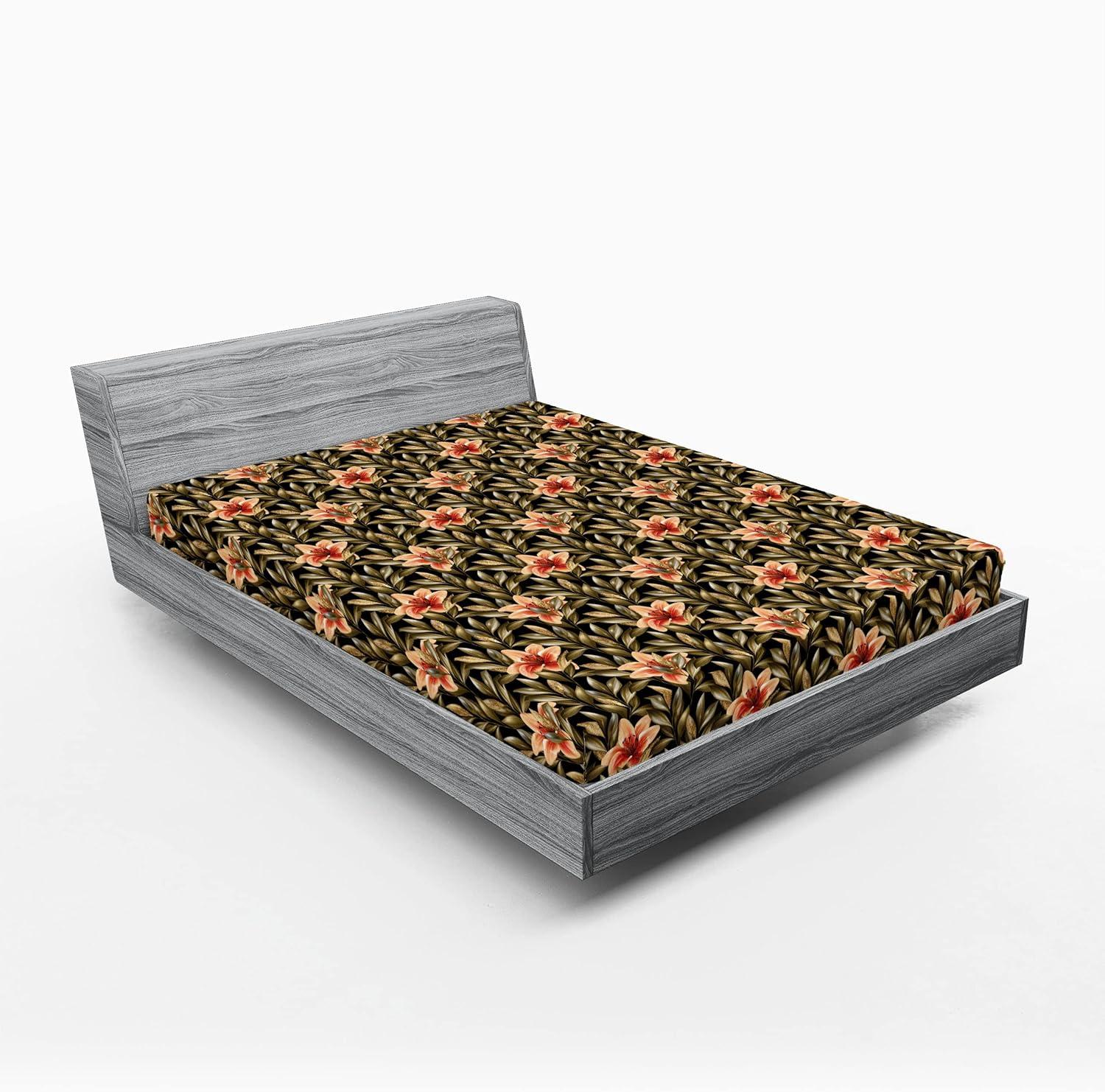 imageAmbesonne Floral Fitted Sheet Roses for Valentine Love Team Holiday Celebration Botanical Artwork on Hue Back Decorative Soft Fabric Bedding AllRound Elastic Pocket Queen Size Dimgray BlushPale Salmon Army Green